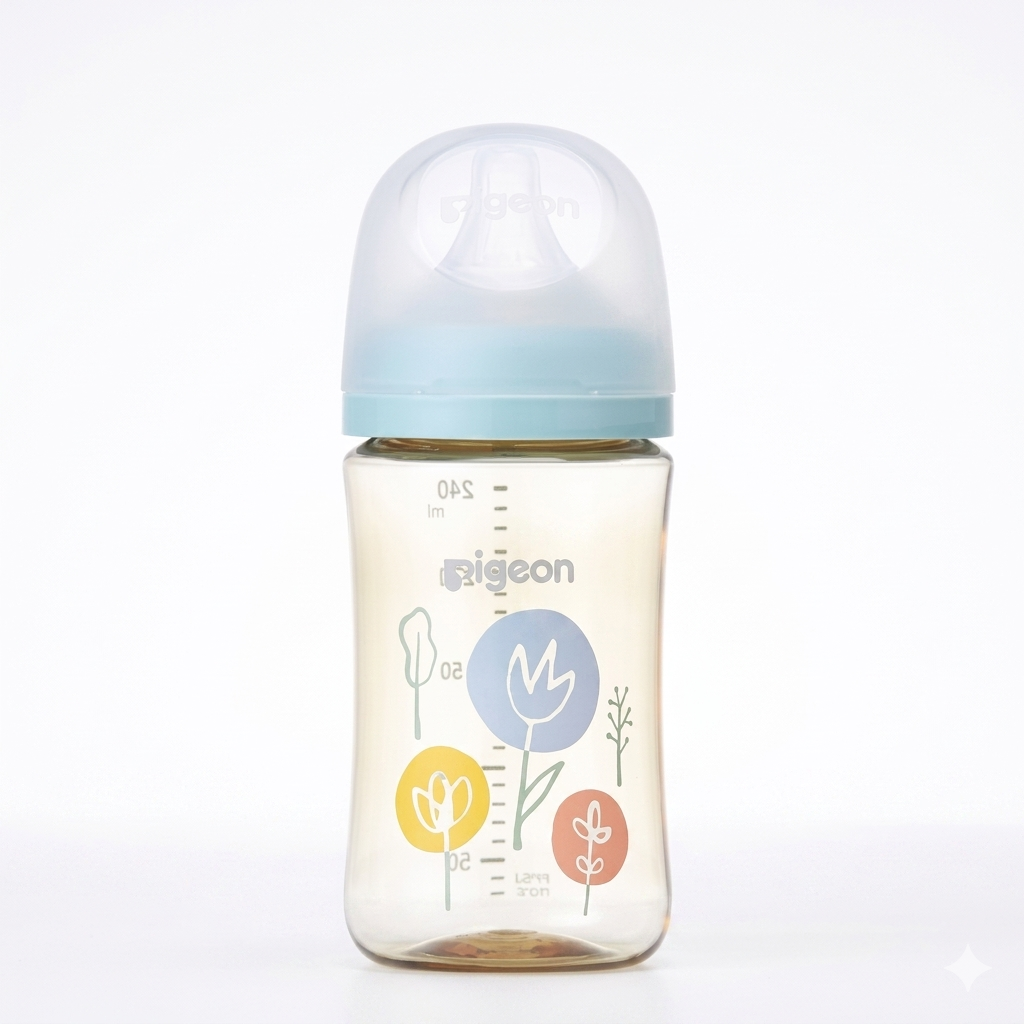 Pigeon Mother's Touch Baby Feeding Bottle | Plastic 240ml | 3 Months+ Bear Bear Che